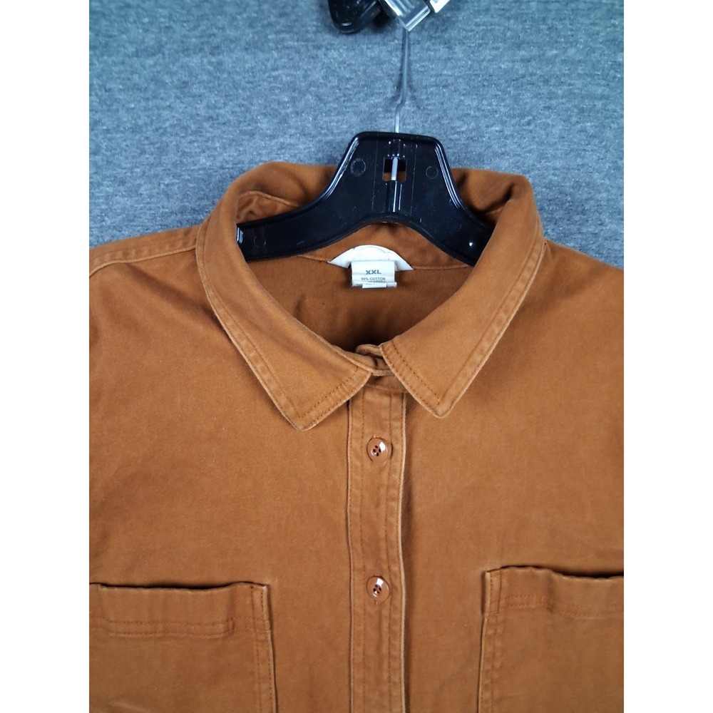 Duluth Womens Shirt 2XL Brown‎ Moleskin Button Up Outdoor Heavy Shacket Gorp